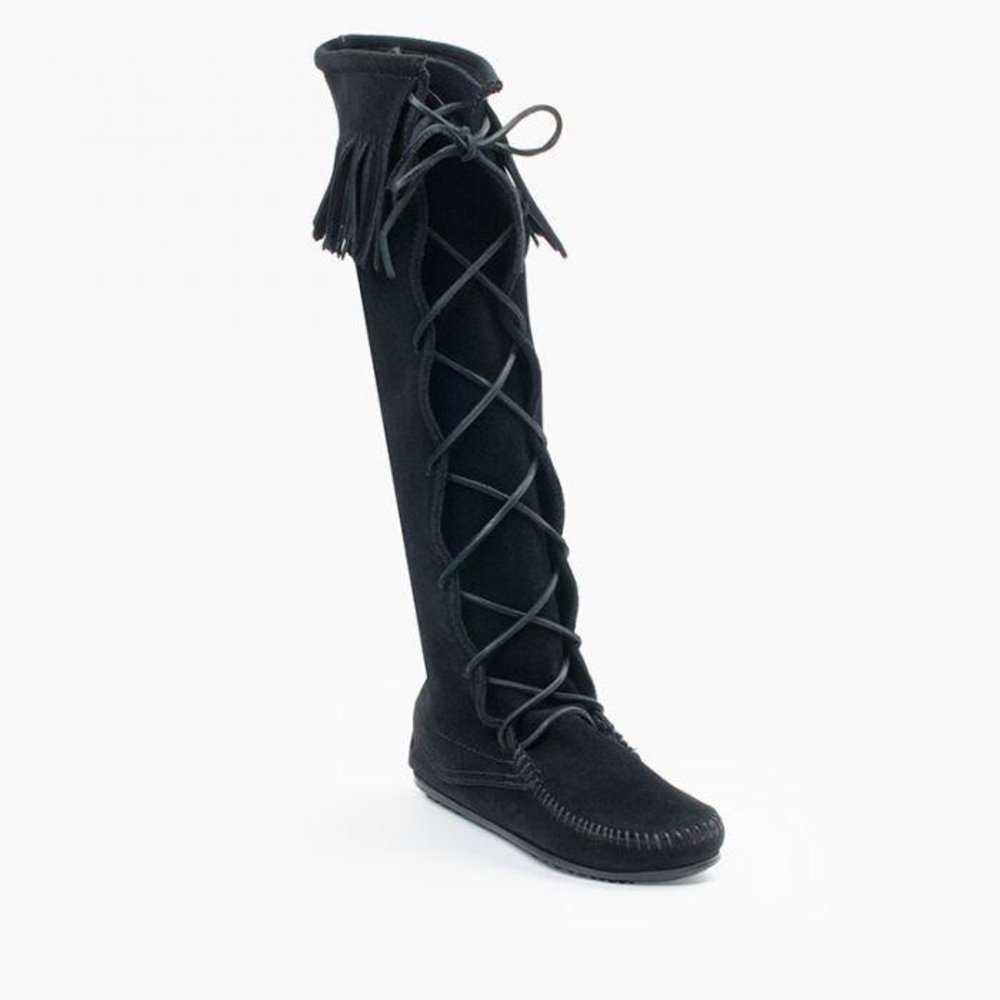 Front lace knee high boot